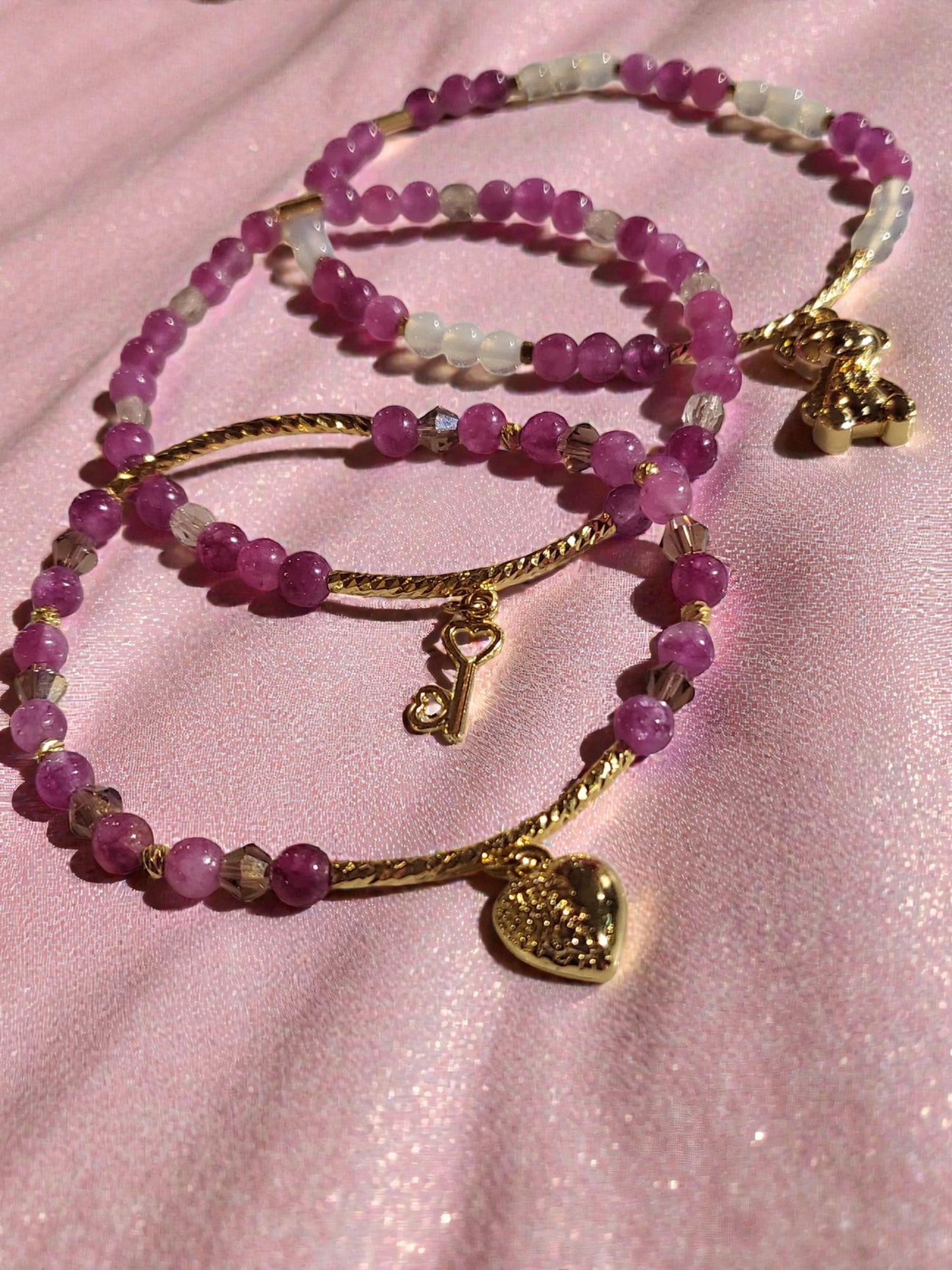 Pink Secret (pink tourmaline jade) met sleutel