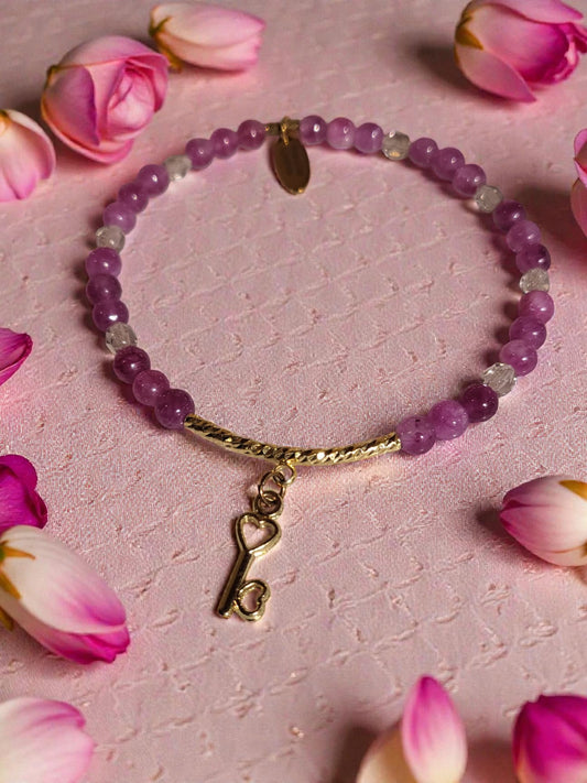 Pink Secret (pink tourmaline jade) met sleutel