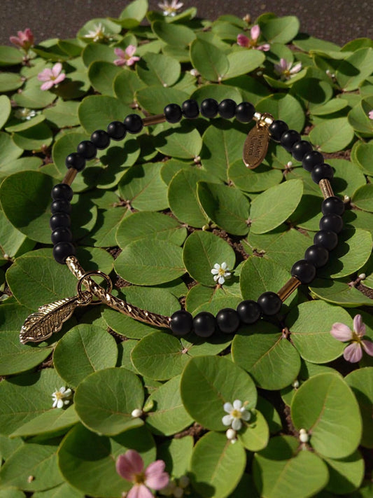 Noir Feather (Matt black agate)